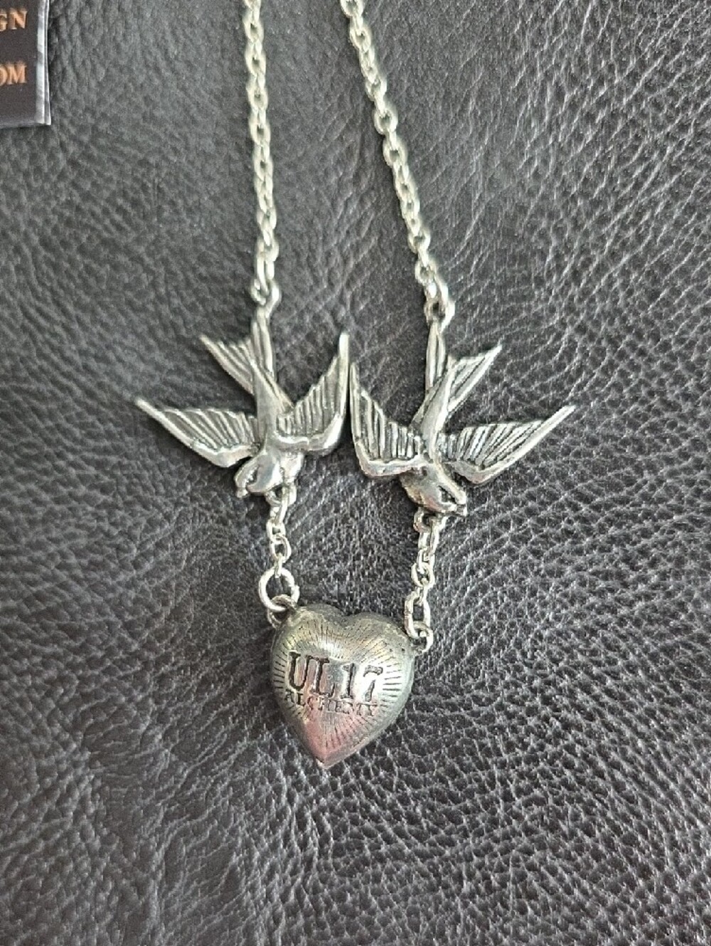 Alchemy England Swallow Necklace with Red Heart Pendant - Picture 3 of 3